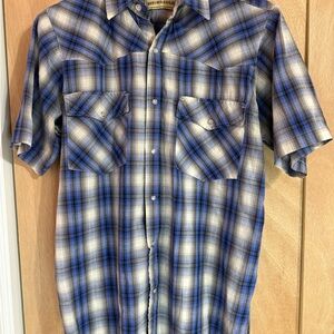 Bit & Bridle Blue and White Casual Button Down Shirt